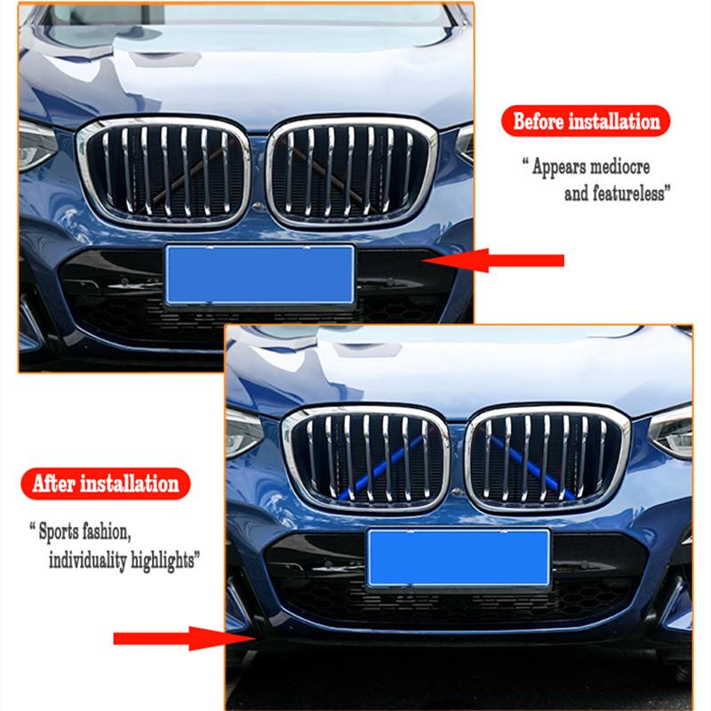 Car Front Grille Trim Strips Cover Frame Sticker For BMW F30 F31 F34 GT 320i 328i G30 G31 G01 G02 G05 F25 F26 F20 116i 118i 120i