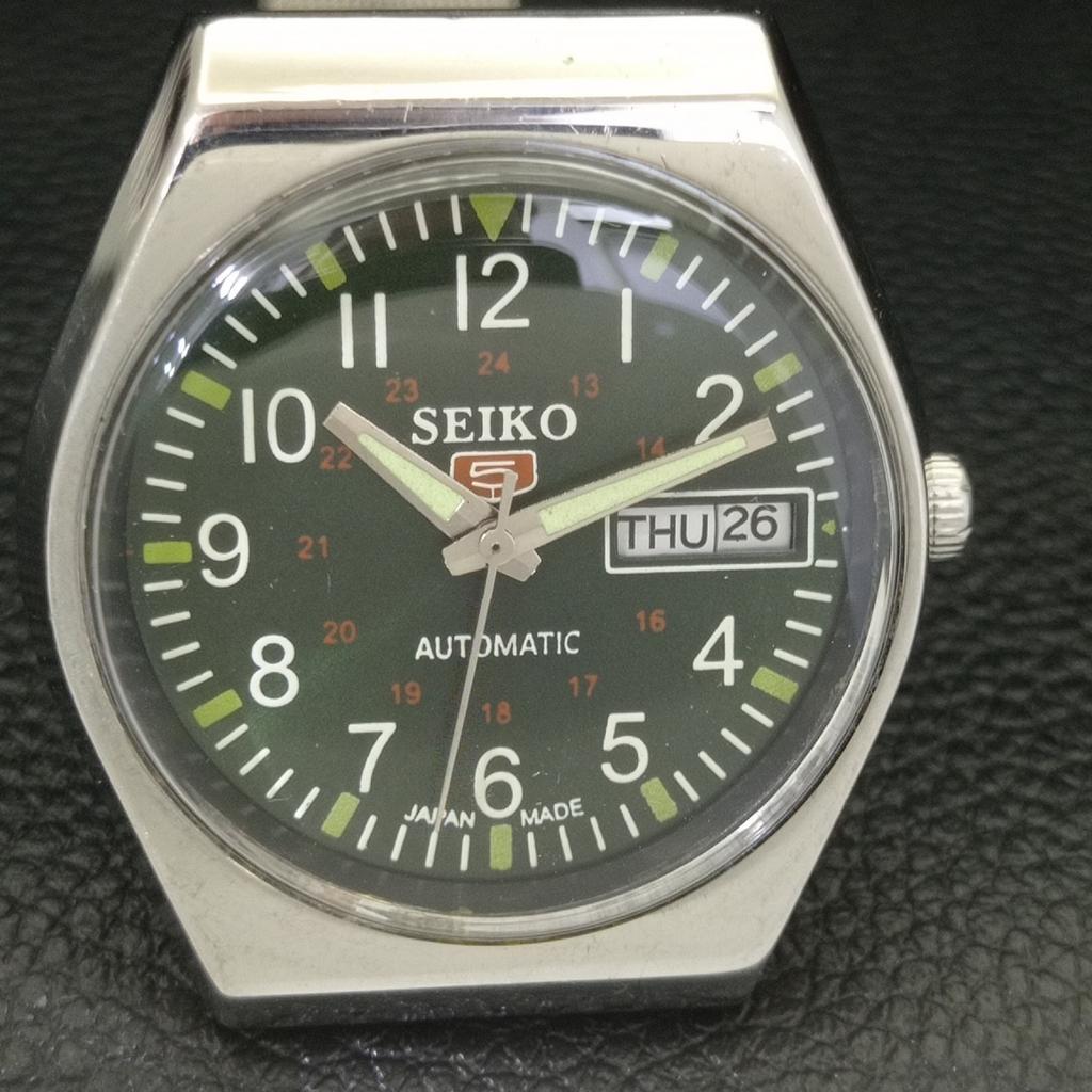 JAPAN VINTAGE SEIKO 5 AUTOMATIC 6309A MENS GREEN COLOR DIAL WATCH A701202-5 R206a-a701202