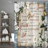Bible Verses Christian Scriptures White Flowers Inspirational Quotes Shower Curtain, Bathroom Decorative Shower Curtains, Waterp