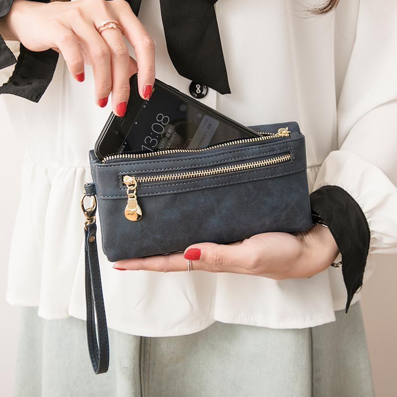 Women's Frosted Retro Long Wallet - Korean Style Multifunctional Clutch and Coin Purse