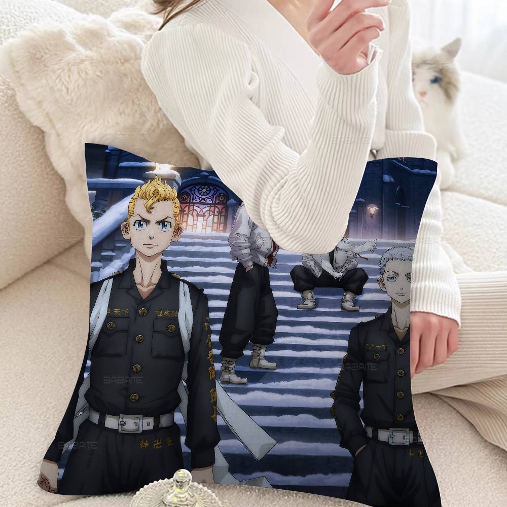 T-Tokyo R-Revengers Pillow Covers Cartoon Sofa Decorative Home Double-sided Printing Short Plush Cute Cushion Cover