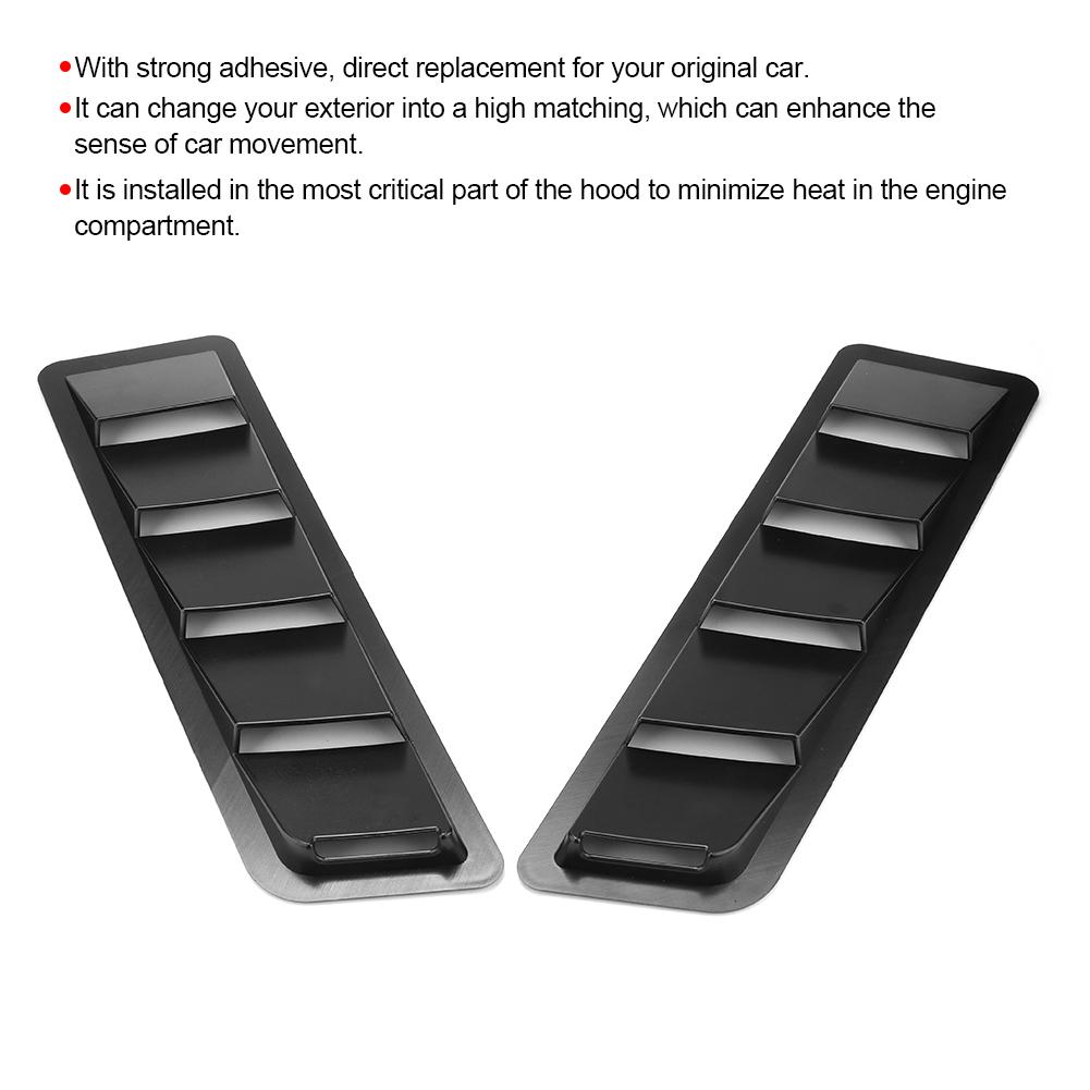 Car Hood Air Intake Louver Panel Engine ABS Cooling Vent Cover Trim AccessoryGlossy Black
