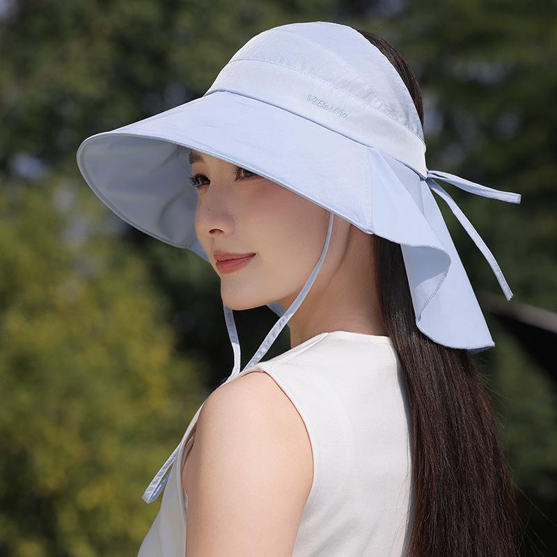 Wide-brimmed open-top sun protection hat for women, summer outdoor breathable UV protection sun hat, hiking and mountaineering shawl hat