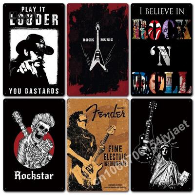 Vintage Rock Music Metal Tin Signs Retro Wall Art Decor for Home Living Room Bedroom Hallway Garage Club Bar Unique Plaques