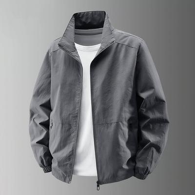 Herren Frühling und Herbst Outdoor Windjacke Freizeitjacke Sportoberteil Stehkragen Schnelltrocknend Dünn Herrenbekleidung