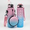 - 1000ML Drink Bottle Frosted Gradient Sports Water Bottle (Pink+Green)