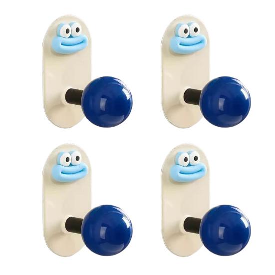 4Pcs Punch Free Wall Hooks Strong Load-bearing Creative Shape Self Adhesive Wall Mounted Clothes Key Towel Hangers