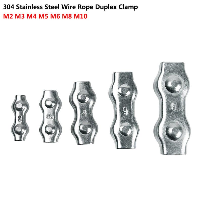 1pcs/5pcs 304 Stainless Steel Wire Rope Duplex Clamp Cable Chuck Fixing Clip M2 M3 M4 M5 M6 M8 M10