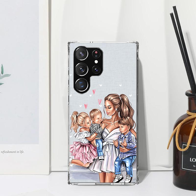 Mom Baby Girls Phone Case For Samsung Galaxy S26 S25 Edge S24 FE S23 S22 Ultra S21 Plus S20 + Art Fundas Back Cover Galaxy S24 S