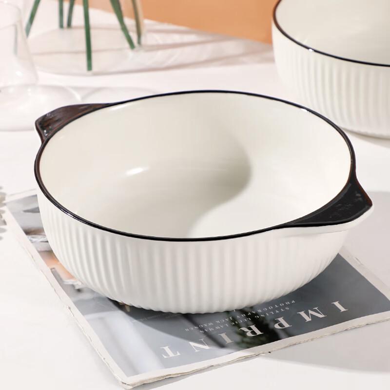 JIWU Лес Большая керамическая суповая тарелка с двумя ручками