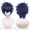 LVMEY Game Character Cosplay Wig Dark Blue Shot Disguise Heat Resistant Wig Wig Costume Fancy Dress Comiket Event Halloween Christmas School Festival
