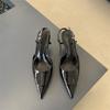 Autumn and Summer New French Pointed Thin High Heels Single Shoes Golden Temperament Pointed Empty Sandals Women's High Heels