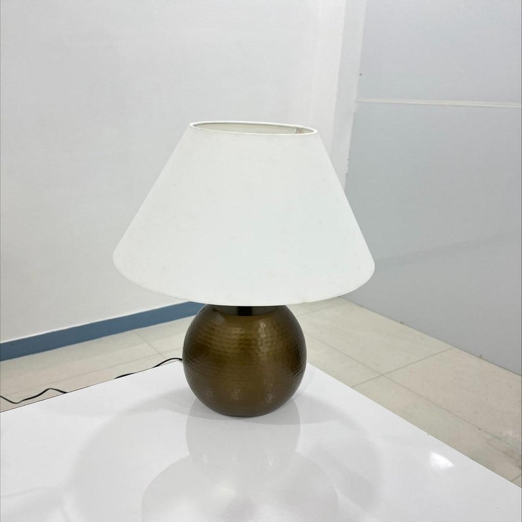 Table Lamp Shade Fabric Antique Raw Brass Base Tables Lamps Lights 20" Home Decorative
