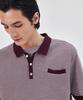 THEKNITCOMPANY Orea Striped Polo Shirt - Shira Burgundy