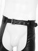 Pantaloni da Cowboy Occidentali da Uomo in Ecopelle con Frange, Lati Tagliati, Zip, Frange