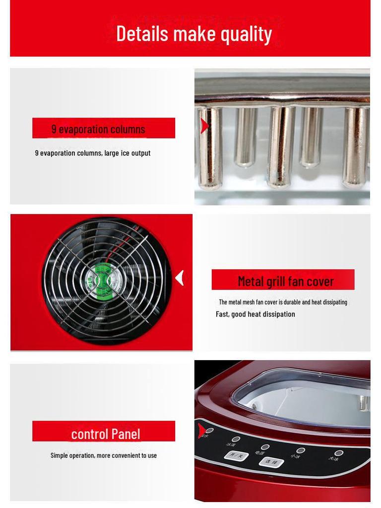 15KG Haushalts- & Gewerbe-Eismaschine: Perfekt für Bubble Tea Shops & KTVs, Automatische Runde Eiswürfelherstellung