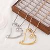 Exaggerated Metal Hollow Heart Shaped Earrings Necklace Set for Women Girls Fashion Gold Color Clavicle Chain Necklace Jewelry