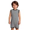 Unisex Special Needs Adaptive Clothing Sleeveless Back Invisible Zipper Press Button Crotch Striped Jumpsuit