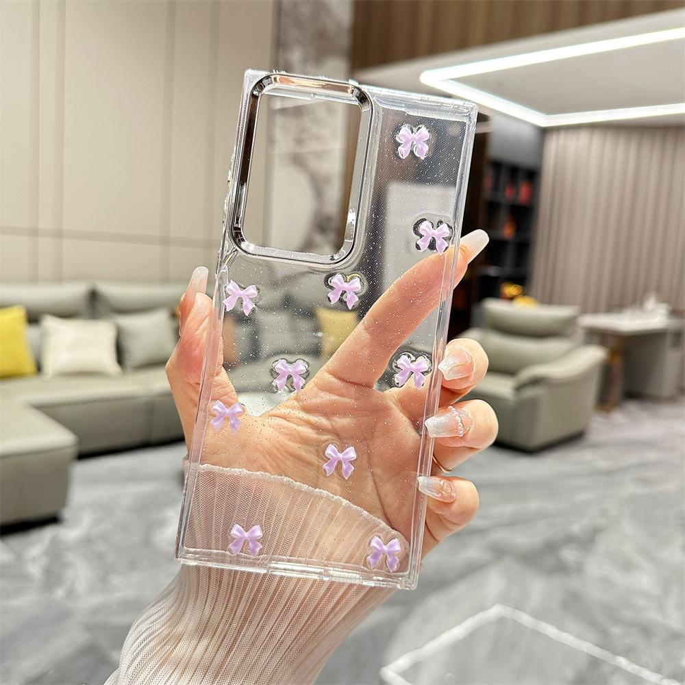 Cute Bowknot Bracelet Transparent Case for Samsung Galaxy S24 Ultra S23 Plus S22 FE A15 A16 A25 A35 A55 A13 Wrist Chain Cover
