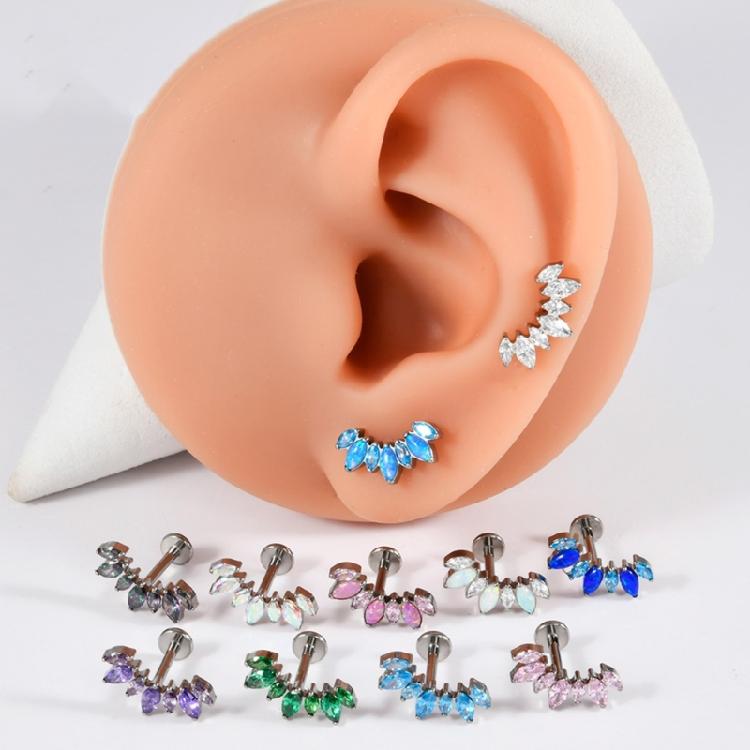 Contemporary Curved T Bar Threaded Ear Bone Studs Portable Alloy Body Jewelry