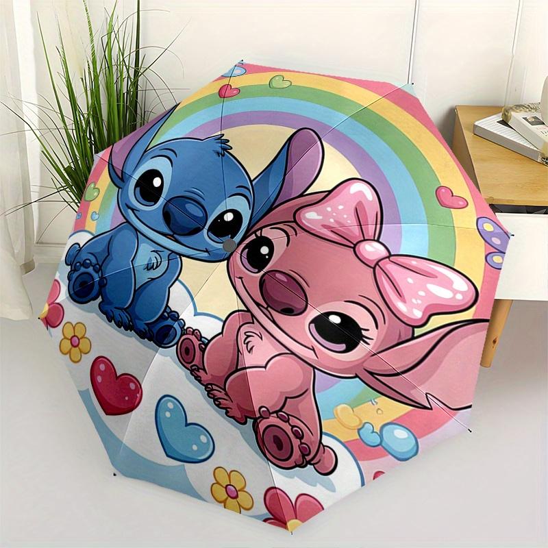 

Stitch,Lilo Automatic Folding Umbrella Simple 8 Rib Design, Bright Cartoon Pattern, Durable Iron Frame, Suitable For Travel, Outdoor, Beac