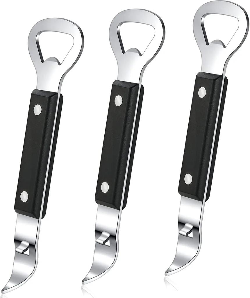 2 in 1 Stainless Steel Can Opener Manual Punch Can Opener Beer Opening Tools Jar Opener for Weak Hands Removes Tight Jar Lid