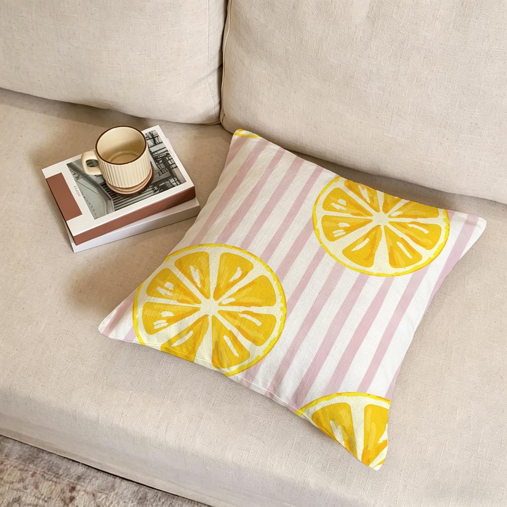 Y-Yellow Lemon Cushion Cover Fabric Soft Furnishing,Pillowcase, Cushion Cover, Sofa Pillow, Home Decoration
