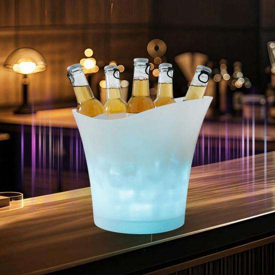 Xiaobudian LED Light Up Ice Bucket, Glowing Beer Bucket with Color Changing Lights, Battery Powered Champagne Cooler for Bar KTV Party