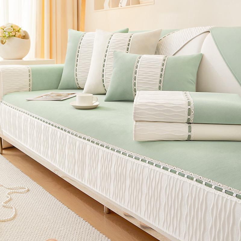 Pernă de canapea Stil crem francez deschis Four Seasons Universal 2024 Nou Husă de canapea Pânză Piele Perne de scaun antiderapante