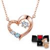 [Free Bird] March Birthstone Gift Heart Necklace for Women, Sterling Silver 925, Dangle Pink Gold Necklace with Preserved Flowers