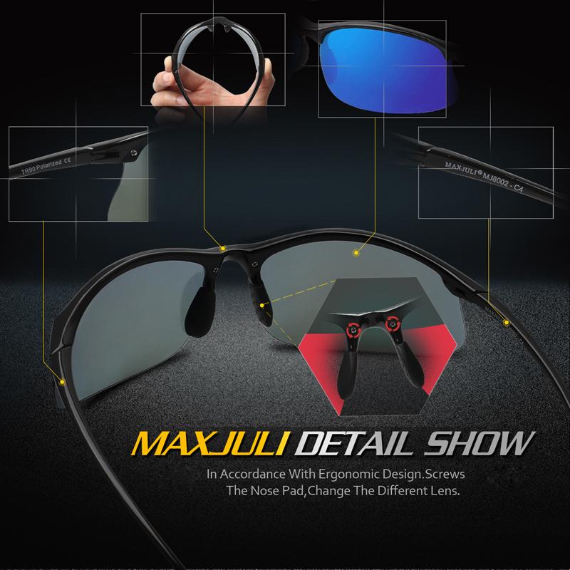 Maxjuli Sports Sunglasses For Men Women Unbreakable Frame For Running Fishing Hiking Outdoor Mj8002
