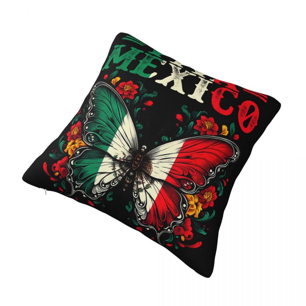 Viva Mexico Pillow Case Butterfly Flag Mexico Retro Pillow Cover Soft Cushion Cover Pillowcases For Sofa Bedroom Home Decor