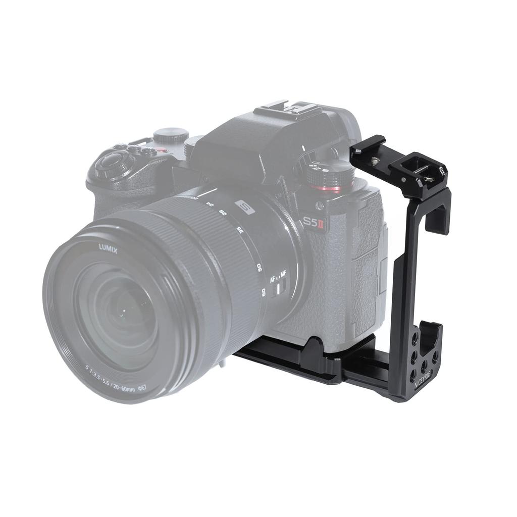 NICEYRIG Camera Cage L-Shaped Plate for Panasonic LUMIX S5 / LUMIX S5 Mark II / LUMIX S5 Mark II X / Panasonic DC-G9M2 - 405