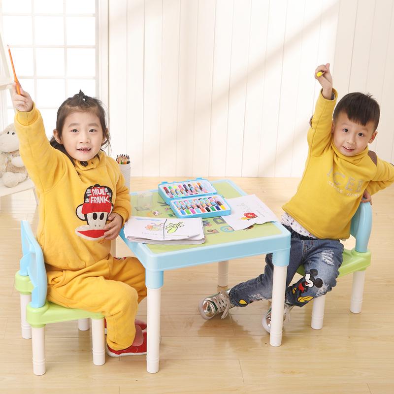 Yimei Plastic Kids' Study Table and Chair Set - Kindergarten Backrest Chair for Early Education