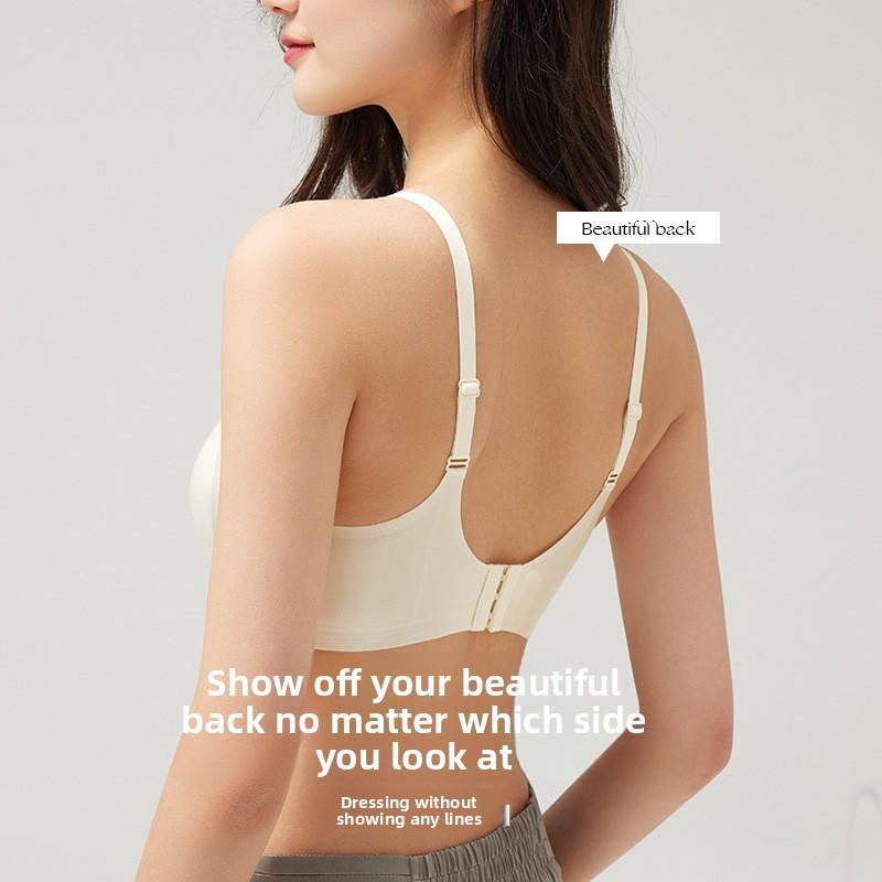 Lace Cooling Seamless Wireless Bra, Breathable Push Up Anti-Sag Side Gathering Back Hook Women Bra