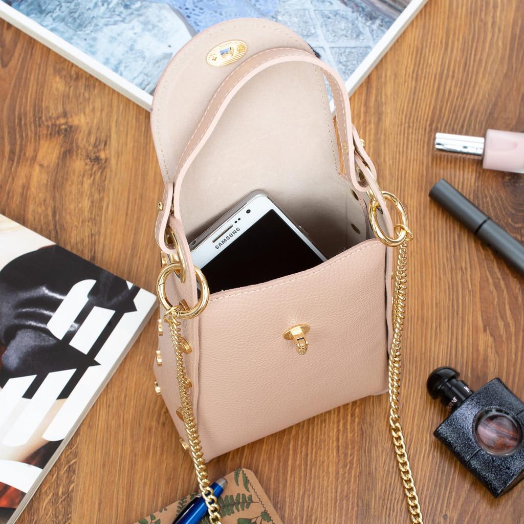 Vezze Conta Ecru Leather Handbag