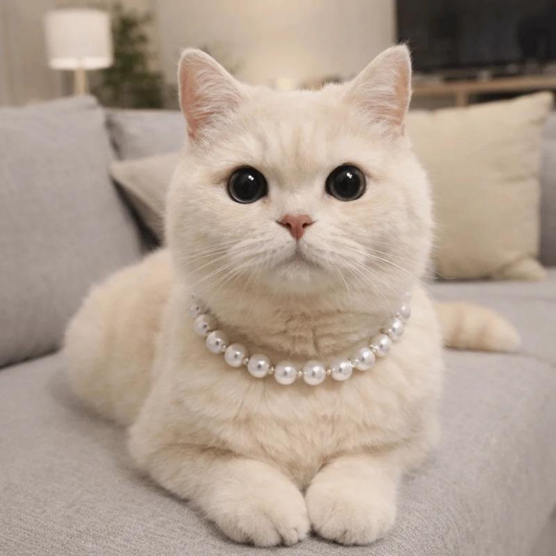 Adjustable Pearl Pet Collar Simulated Pearl Cat Bead Collar Necklace Elegant Bow Knot Ribbon Dogs Cats Collar Pets Accessories