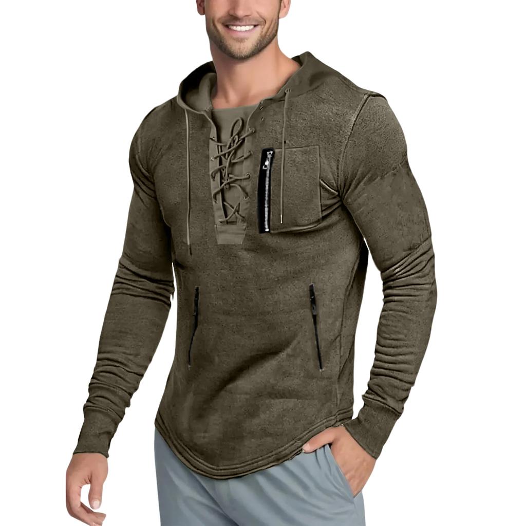 Men's Hoodie Solid Color Zipper Pocket Sports