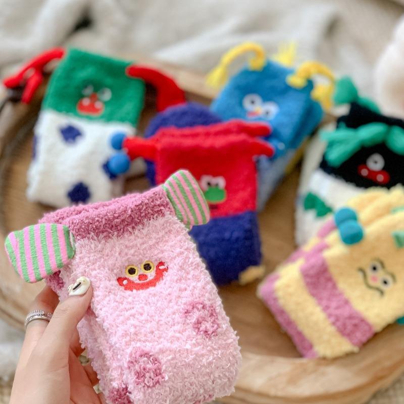 Cute and Funny Fluffy Sleep Socks, Coral Fleece Warm Socks, Winter and Autumn Cartoon Home Floor Socks, Women's Socks