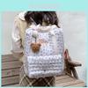 Kid Cotton Quilted Backpack With Floral Prints For School And Travel
