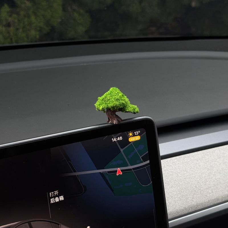 2Pcs/3Pcs/4Pcs Natural Fresh Odorless Large Green Fortune Wishing Tree Car Ornament Auto Interior Console Decor