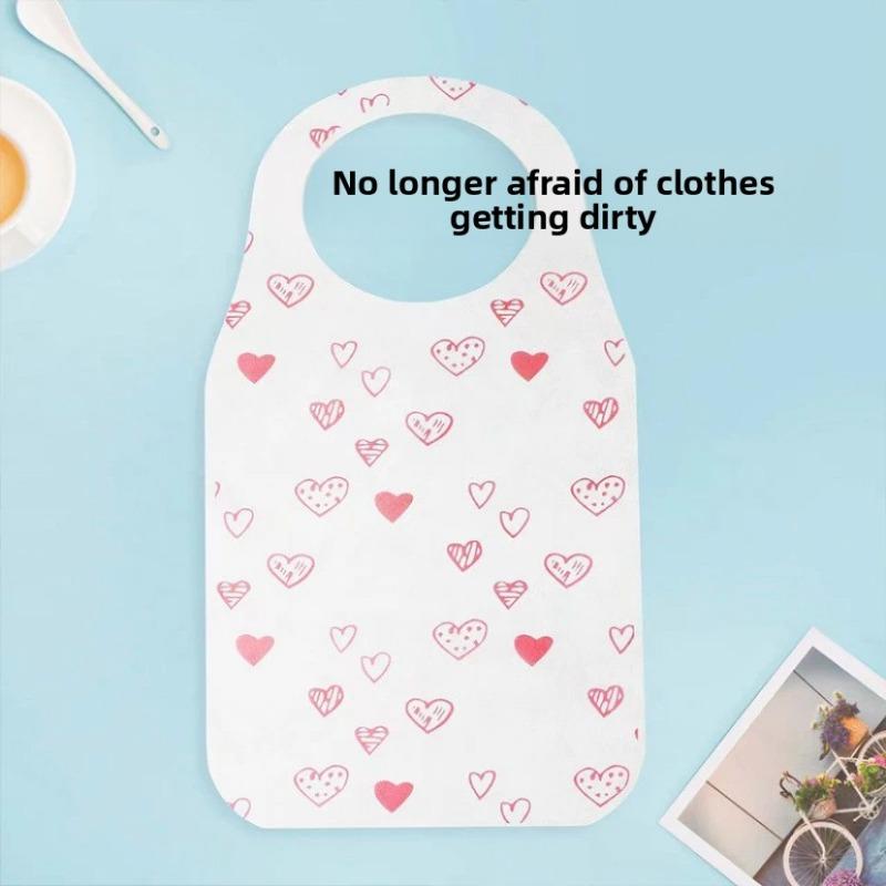 Disposable Non-woven Fabric Apron, Breathable and Thickened Heart-shaped Apron, Family Dining, Barbecue and Catering Apron
