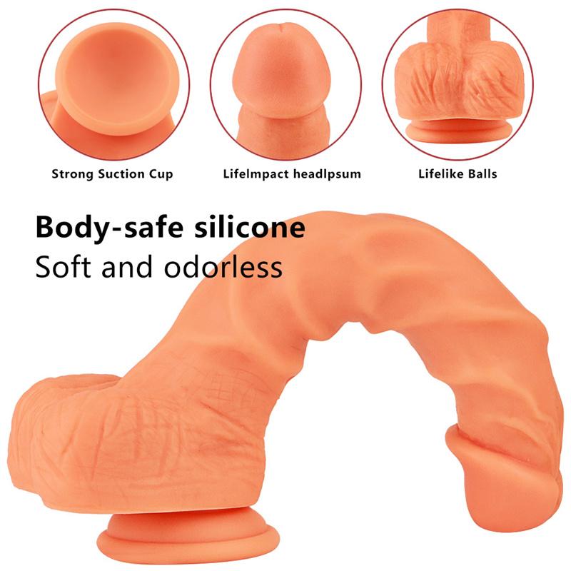 Female Adult Products Silicone Soft Manual Simulation Penis with Suction Cup Masturbation Device Fake Penis Guard Stick