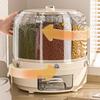 Grain Storage Container Dispenser Sealed 360 Degree Rotating Rice Dispenser Kitchen Multiple Section Dry Cereal Dispenser Box