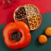 Persimmon Shape Snack Tray 4 Compartments Fruit Box Snack Container Serving Tray with Lid for Home