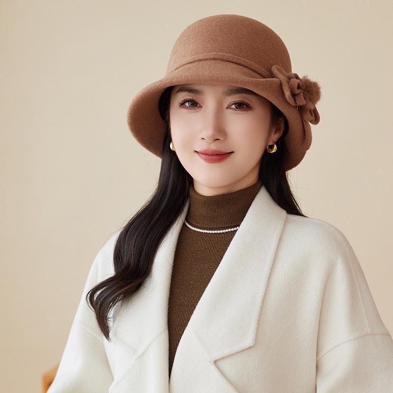 Versatile Woolen Bucket Hat for Women and Middle-Aged Mothers