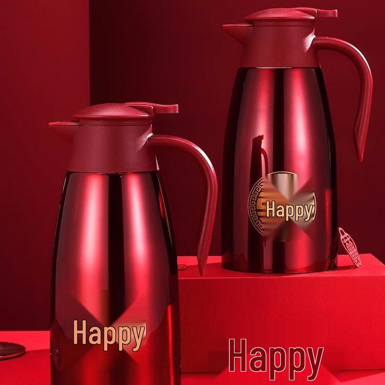 304 Stainless Steel Red Thermos Kettle - Small Insulated Festive Water Flask
