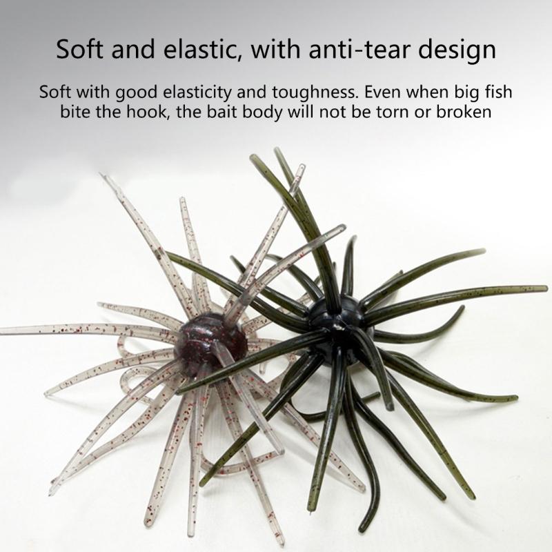 6PCS/Lot Elastic Floating Lures Baits Shaped Like Sea Urchins With Build In Flash For Biggest Visibilities Underwater