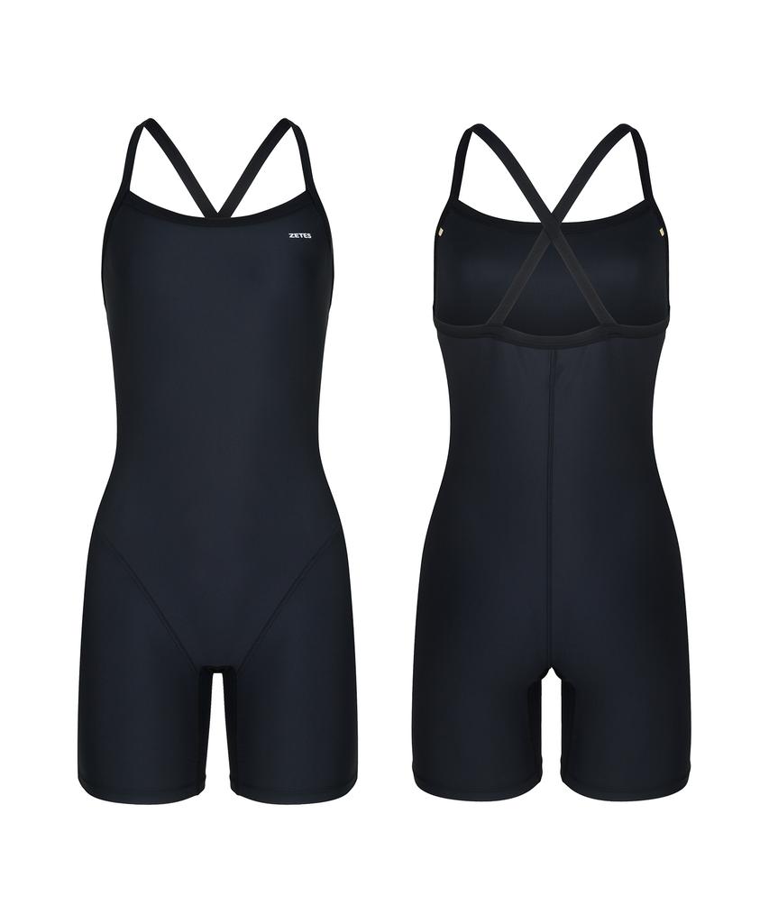 Jeteseu Women'S Soft Shield X-Back 3/4 Indoor Swimsuit Black L9A6301
