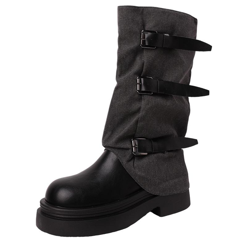 Fashion niche leather boots design sense retro thick heel short boots autumn new knight boots Martin boots French women's boots
